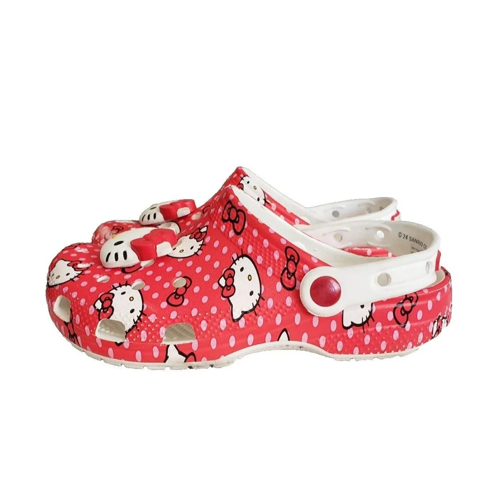 Crocs Hello Kitty Red Classic Clogs Girls Big Kids Size J4